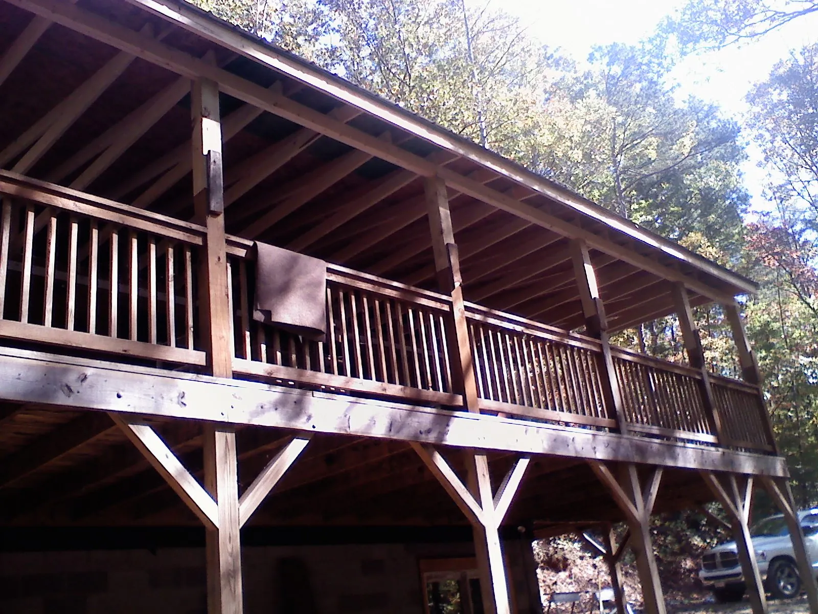 Timber framing under a new elevated porch and deck — Roof Leak Repair in Healdsburg by Roofing Brothers